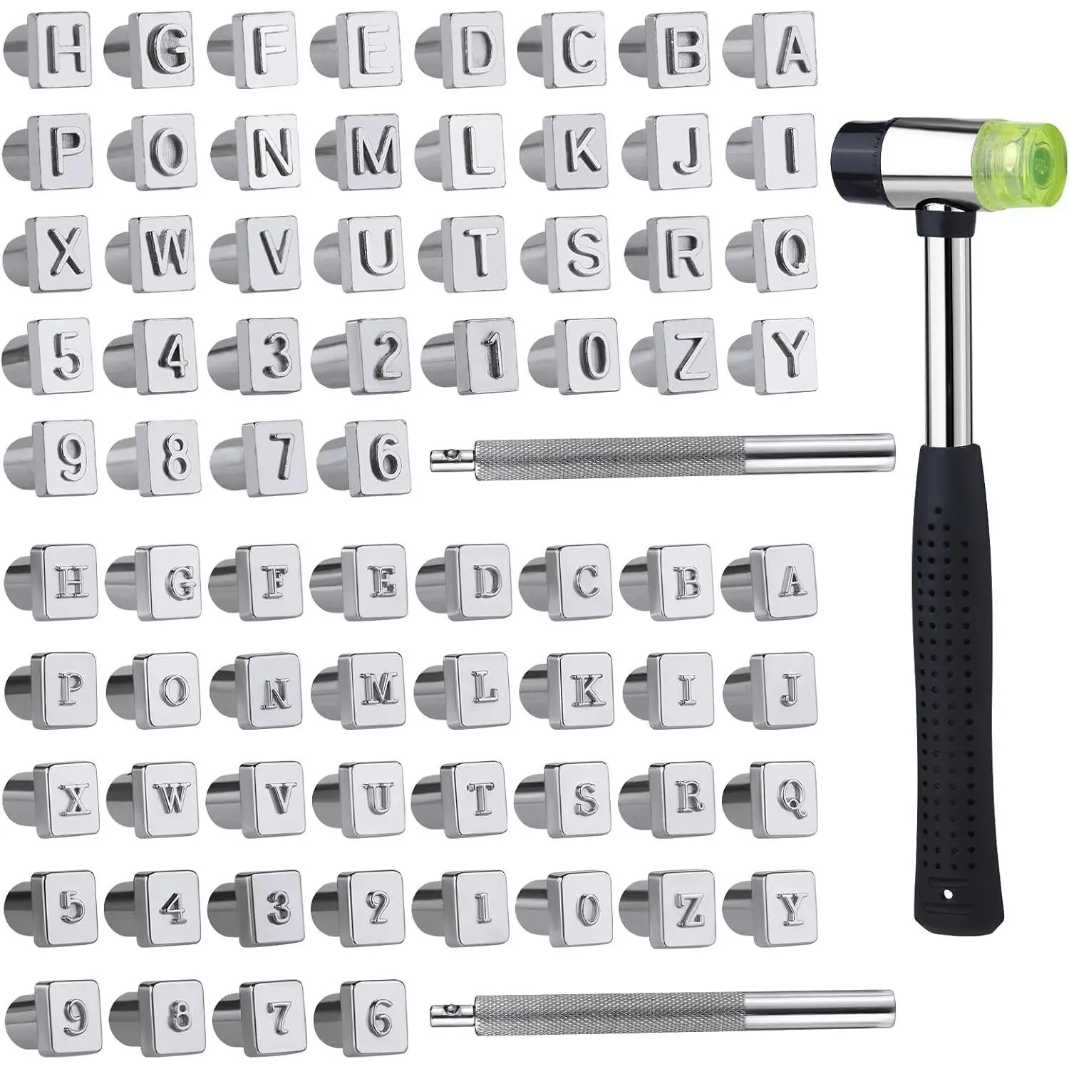 75 Pcs Leather Stamping and Carving Tools Kit, with Letters Numbers & Geometric Patterns, Including Leather Carving Mallet, Complete Leathercraft Stamping Tools for Leather Working