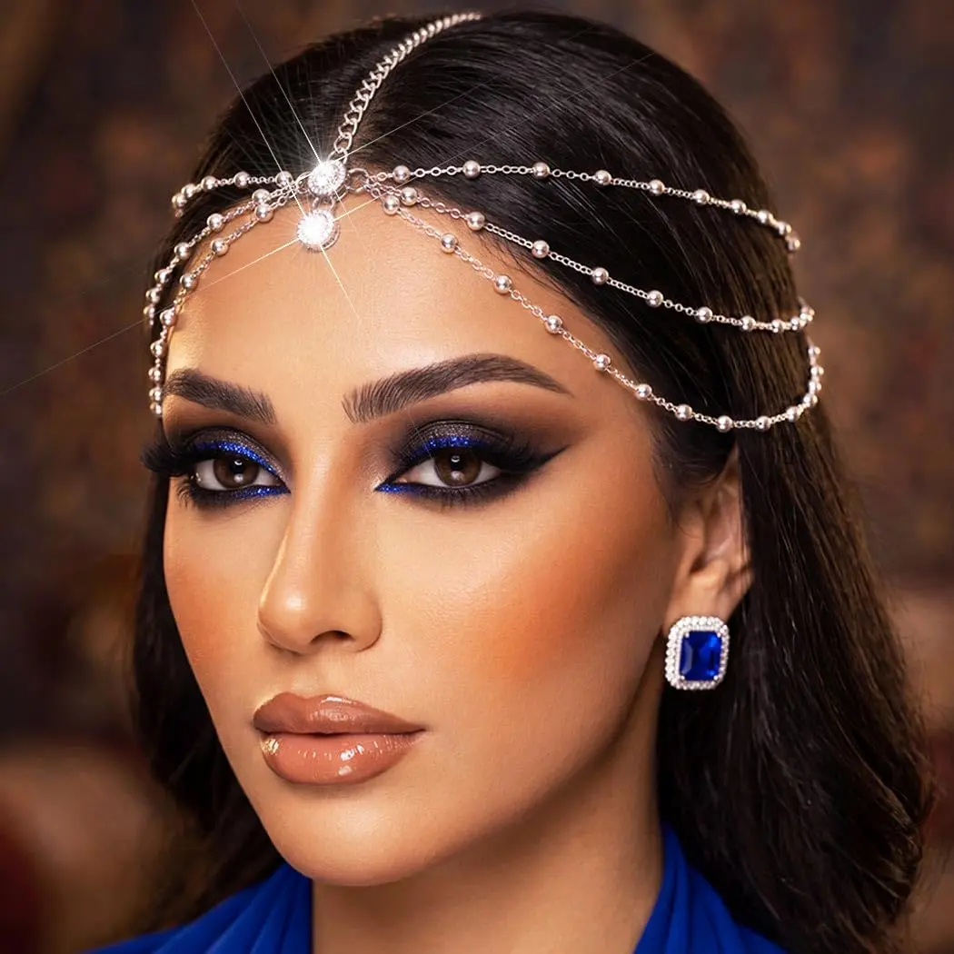 Rhinestones  Chain Headpiece  Bride Wedding Forehead Hair Chain   Prom 1920s Hair Accessories for women ()