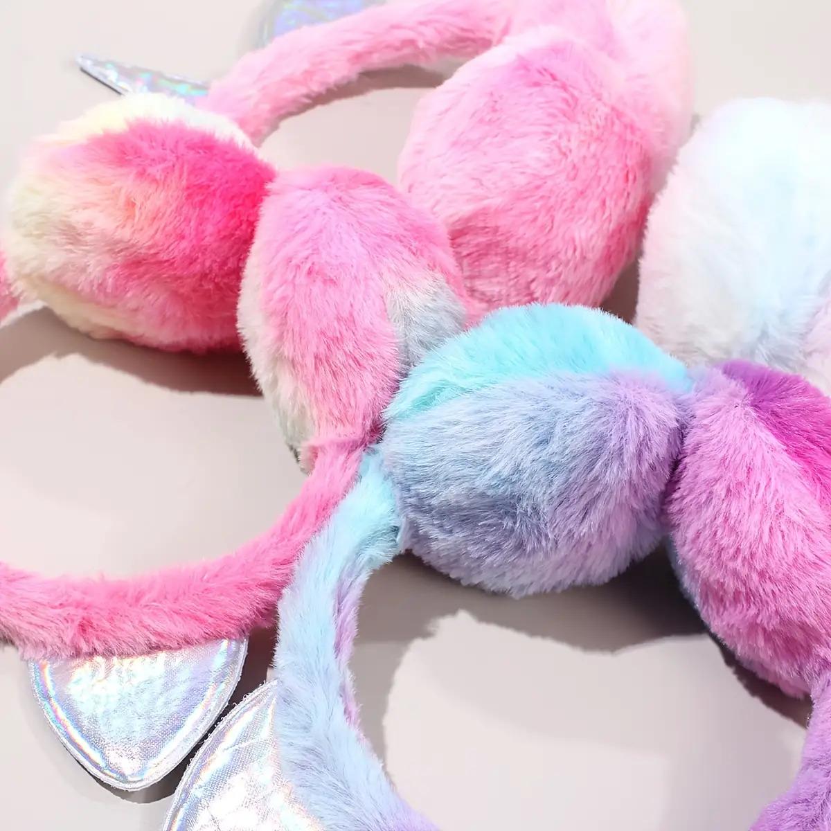 2-Pack Kids Winter Ear Warmers - Soft Plush Unicorn Ear Muffs with Pastel Pink, Purple, Blue, or - Cold Weather Ear Protection for Girls & Boys Ages 3-6 Years - Birthday Party, School, Everyday Winter Outfits - Non-Electric Safe Ear Covers, Kids Cold Weat