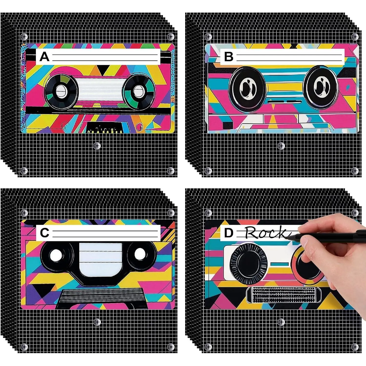 60 count 80s 90s Theme Party Decorations Retro  Party Cassette Tape Cutouts 1970s  Hop Radio Boom Box Paper Decor for 80s 90s  Decorations Supplies