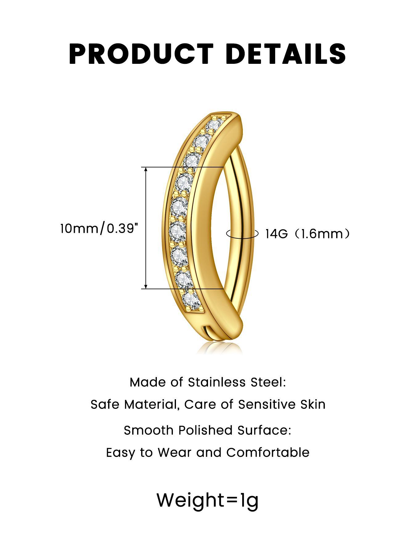 Rhinestone Decorated Stainless Steel Navel Ring, Body Jewelry for Women & Men, Female Classic Fashion Accessories for Daily Wear