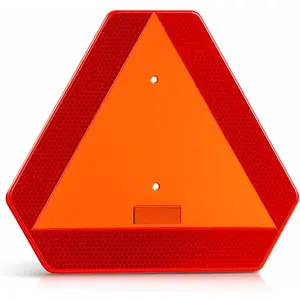 Slow Moving  Sign, Plastic DOT Slow Moving  Triangle Signs, SMV Sign 14"x16"x0.16"/5mm Thick  Grade Reflective Up to 7  Outdoor for Golf Cart Accessories, Tractor, Utv,