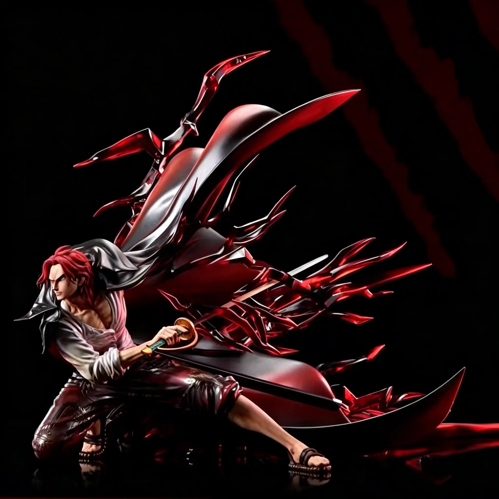One Piece Hair Shanks Battle Figure, 20cm PVC Statue, Anime Character Statue, Detailed Design, Perfect for Collection & Display, Anime Fan Must-Have