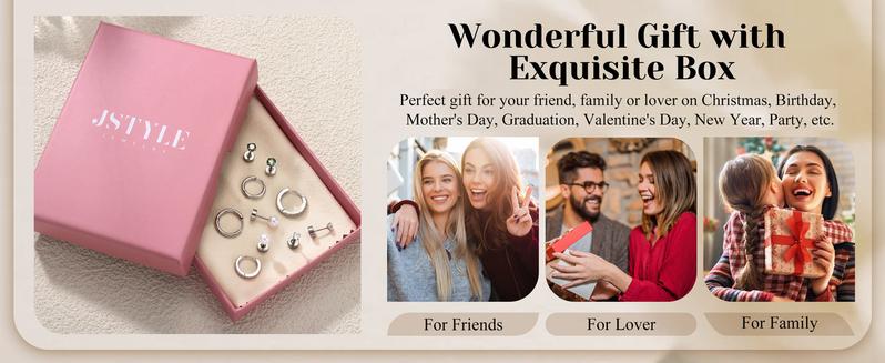 Jstyle Hypoallergenic Stud Hoop Earrings for Women Flat Back Cartilage Earrings Small Silver Hoops Surgical Stainless Steel Earring Trendy Earring Stacks Set Multiple Piercing Jewelry Gifts for Women