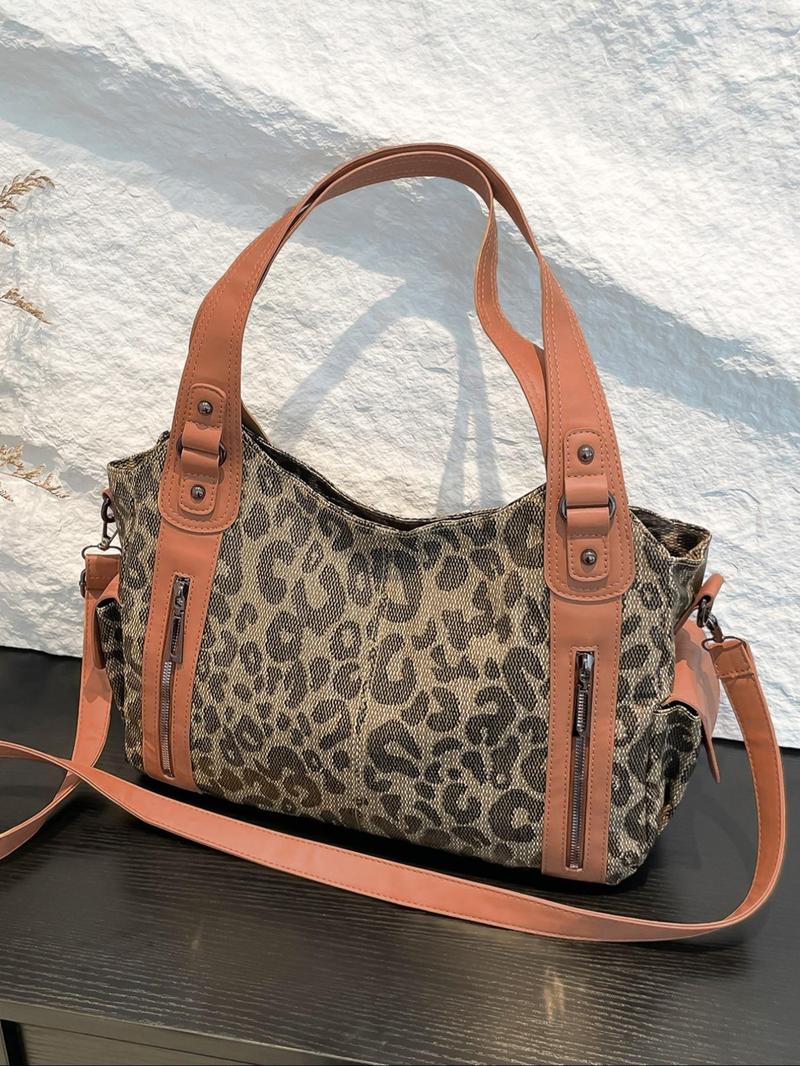 Women's Punk-Style Rivet-Decoration Handbag, Large-Capacity Crossbody Shoulder Bag for Fall & Winter Daily Use, Casual Trendy Commuter Bag, Fashionable Shopping Bag for Gifts