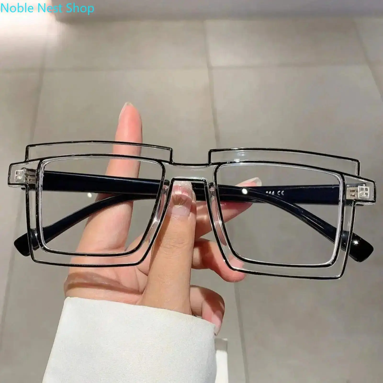 Oversized Square Eyeglasses Frame, Trendy Fashion Glasses for Men and Women, Decorative Eyewear for Office & Daily Wear, Trendy Square Frames