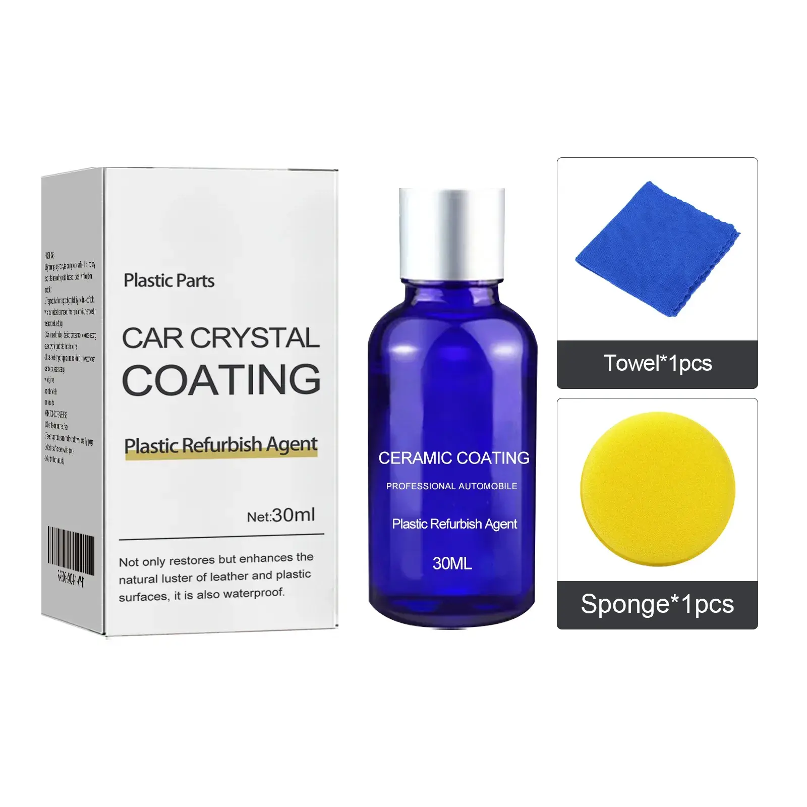 Automotive Plastic Refurbishment Crystal Coating Liquid - Surface Cleaner with Deionized Water, Methyl Silicone Oil, Nano-Silicon for Instrument Panel Interior Decontamination, Removing Stubborn Dust and Rust