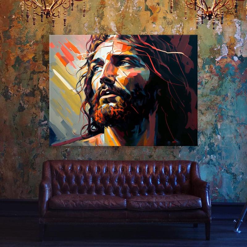1 Count Sense Canvas Jesus 1 Canvas Art - Home Decor Wall Art Print Poster Painting Large 16x12inch Frameless