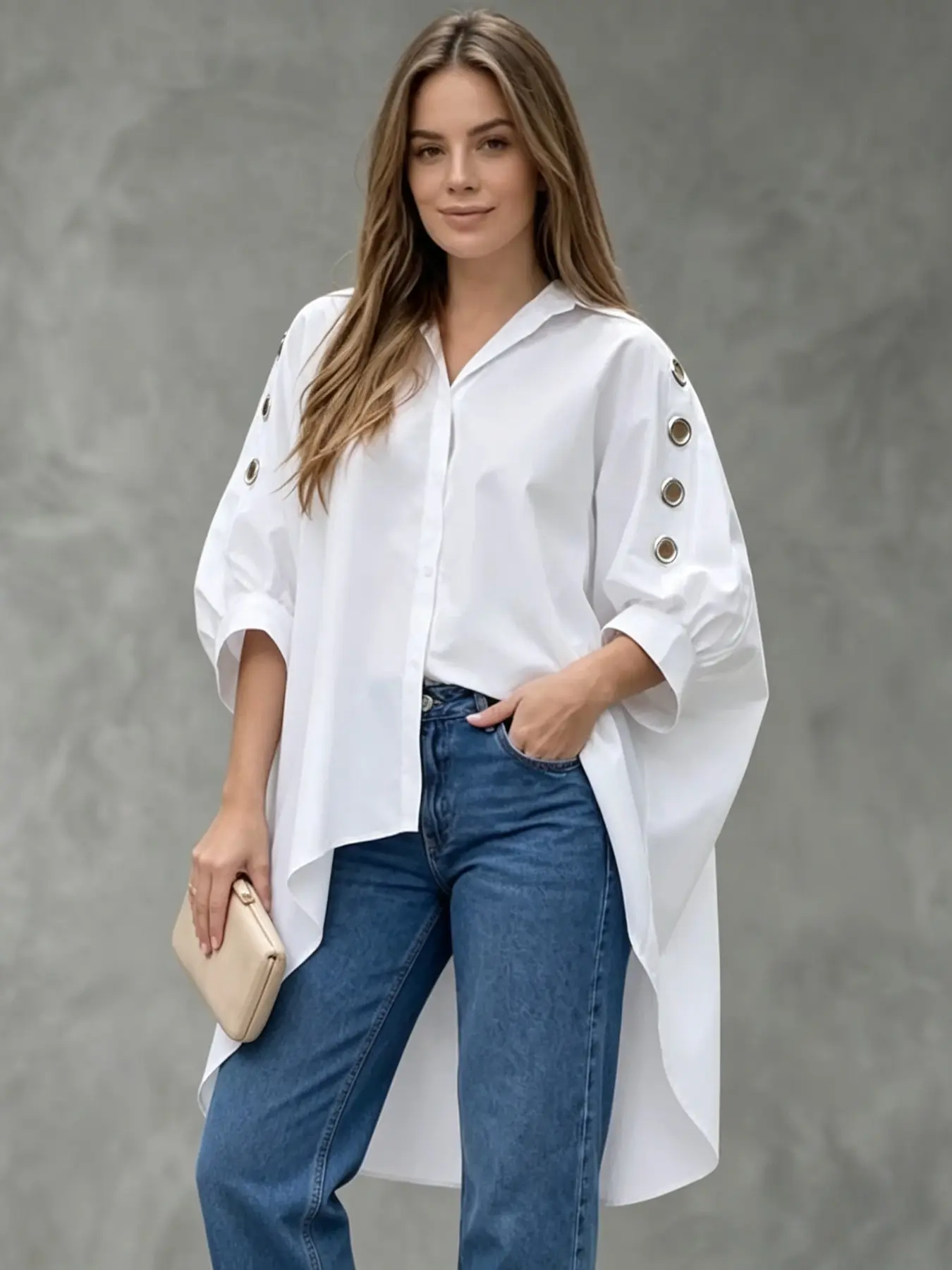 2026 Summer Casual Long Sleeve Loose Fit Shirt, Striped Lapel Collar, H-Type Silhouette, All Seasons Women's Top, Comfortable and Stylish, Blouses