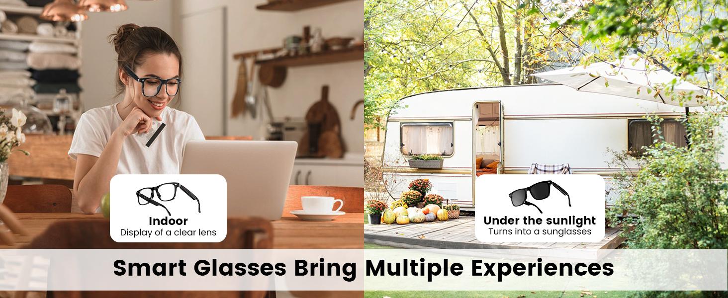 Glasses Bluetooth Audio Glasses for Men Women with Dual Stereo Speakers, Open Ear Music &HD Calling