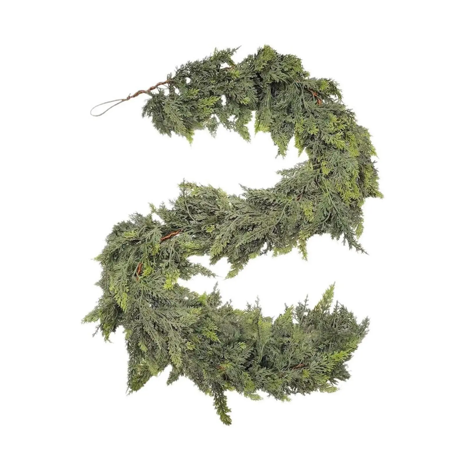 2 Pack Artificial Cedar Garland, Realistic Evergreen Cypress Pine Garland, Flexible Bendable Faux Juniper Vine, Reusable No Maintenance Winter Christmas Greenery for Fireplace Mantel, Staircase Railing, Front Door Wall Hanging