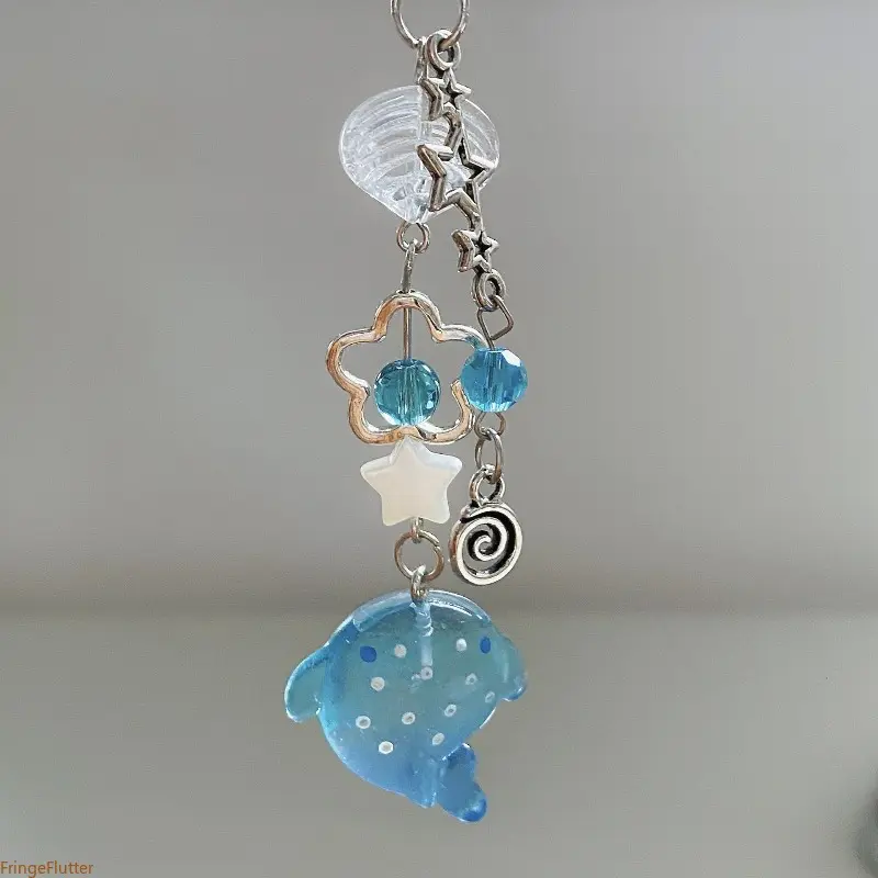 Cute Shark Handmade Resin Phone Chain Lanyard, Stylish Acrylic Phone Charm Pendant, Fashion Mobile Phone Decor Accessory for Women Girls, Summer Wins Trendy Daily Ornament