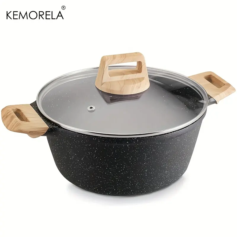 1pcs KEMORELA Nonstick Granite Soup Pot with Lid Non-stick Cooking Pot Induction Compatible for Soup Broth Chili Stew All Stoves