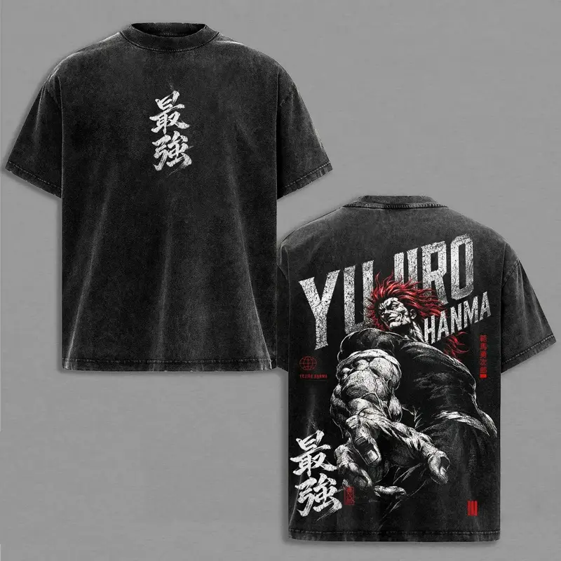 Yujiro Hanma Baki Vintage Washed Shirt Anime Graphic  ZORA LAB Unisex Couple T-shirts Strongest Creature Alive Design   Manga T Shirt Gift for Baki Fans humorous tshirt men jesus oversized streetwear tee