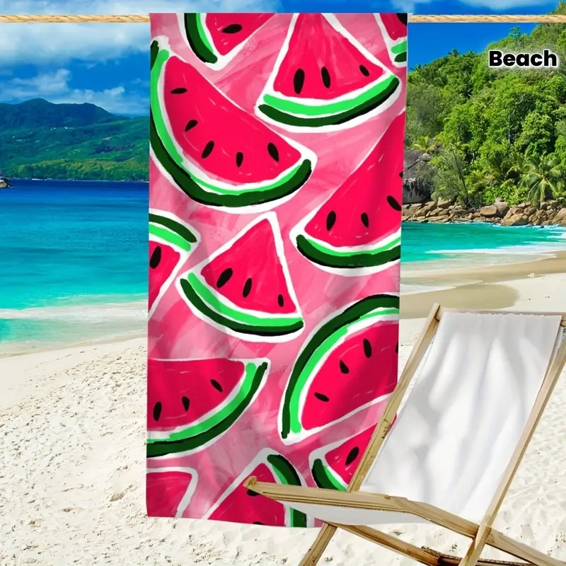 standard,portable,,hostess,gift,,xl,luxury,bathtowels,decorative,boat,personalized,custom,towels,drying,Vibrant Watermelon Print Beach Towel Lightweight Microfiber Sandproof Quick Dry Multifunctional Car Seat Sweat Towel for Travel Beach Poolside Swim Sur