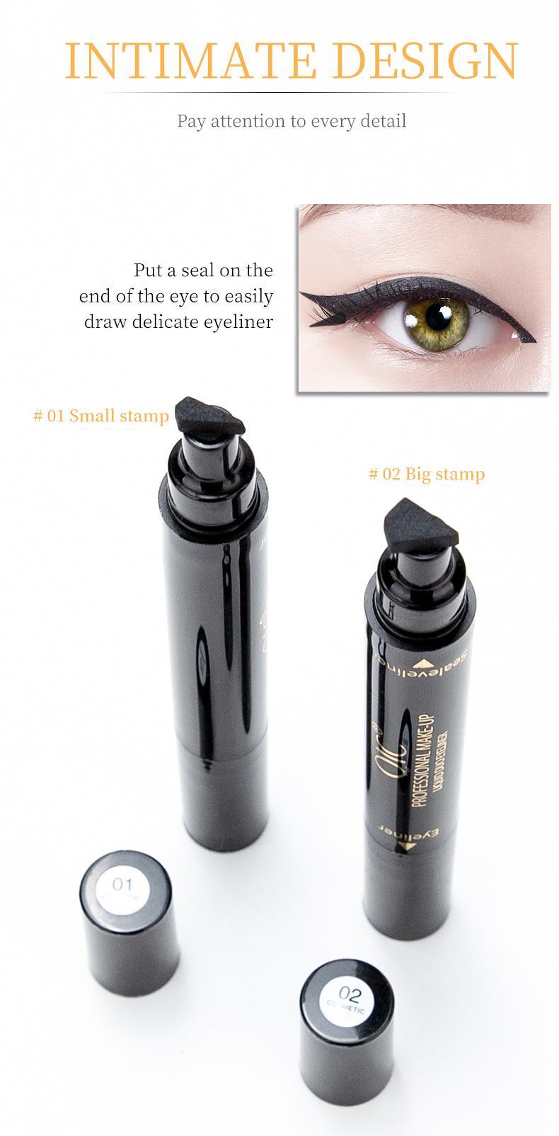 QIC 2-in-1 Stamp Eyeliner Pen | Waterproof & Smudge-Proof | Long-Lasting Winged Eye Makeup
