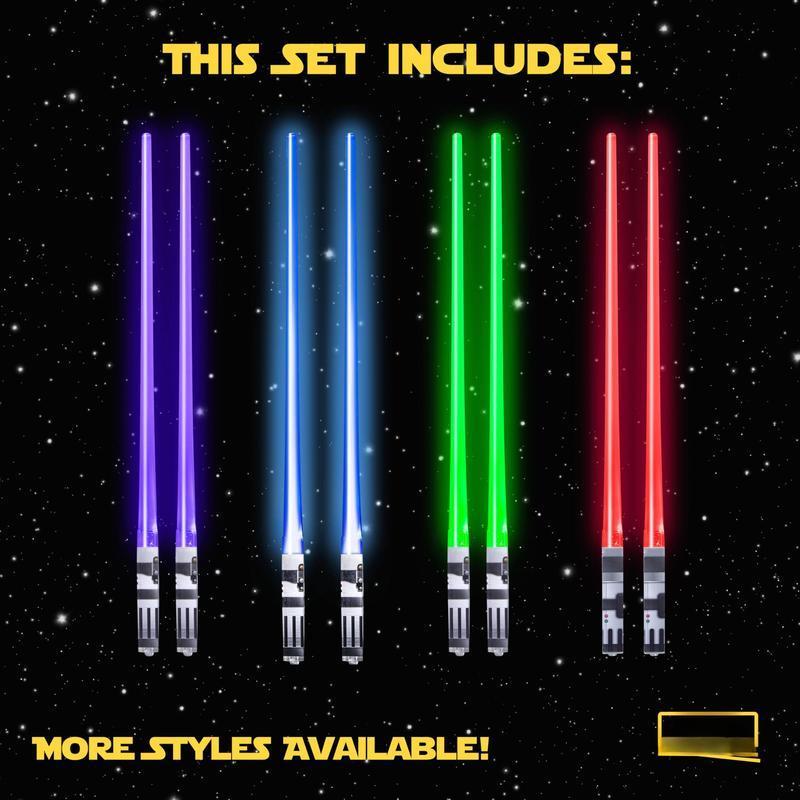 Lightsaber Chopsticks Light Up Saber Led (4 Pairs Red Blue Green Purple)