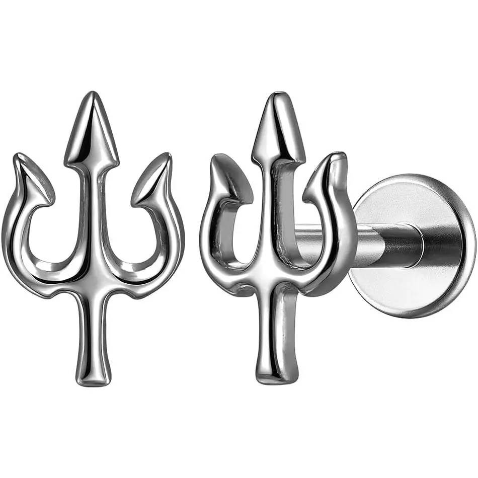 2 count Implant Grade Titanium ASTM F136 16G/18G Threadless Flat   Stud Push Pin Medusa Earring