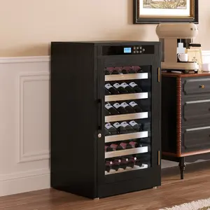 LED Touch Screen Display Constant Temperature Black Grape Wine Cooler, Indoor Furniture Cupboard for Summer Use
