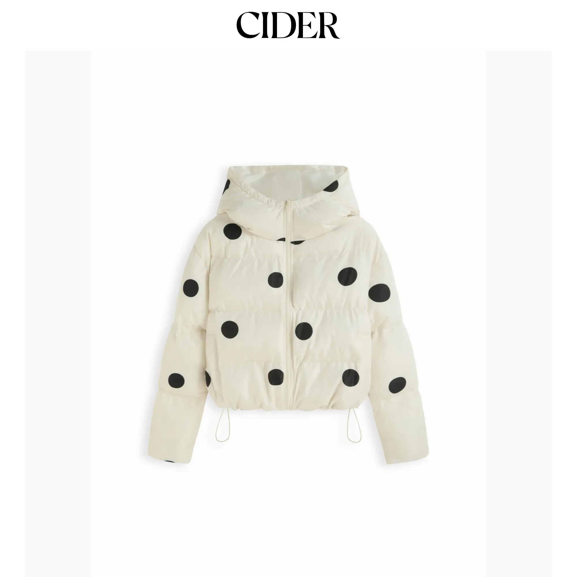 Cider Polka Dot Zip Through Hooded Oversized Crop Puffer SummerFinds