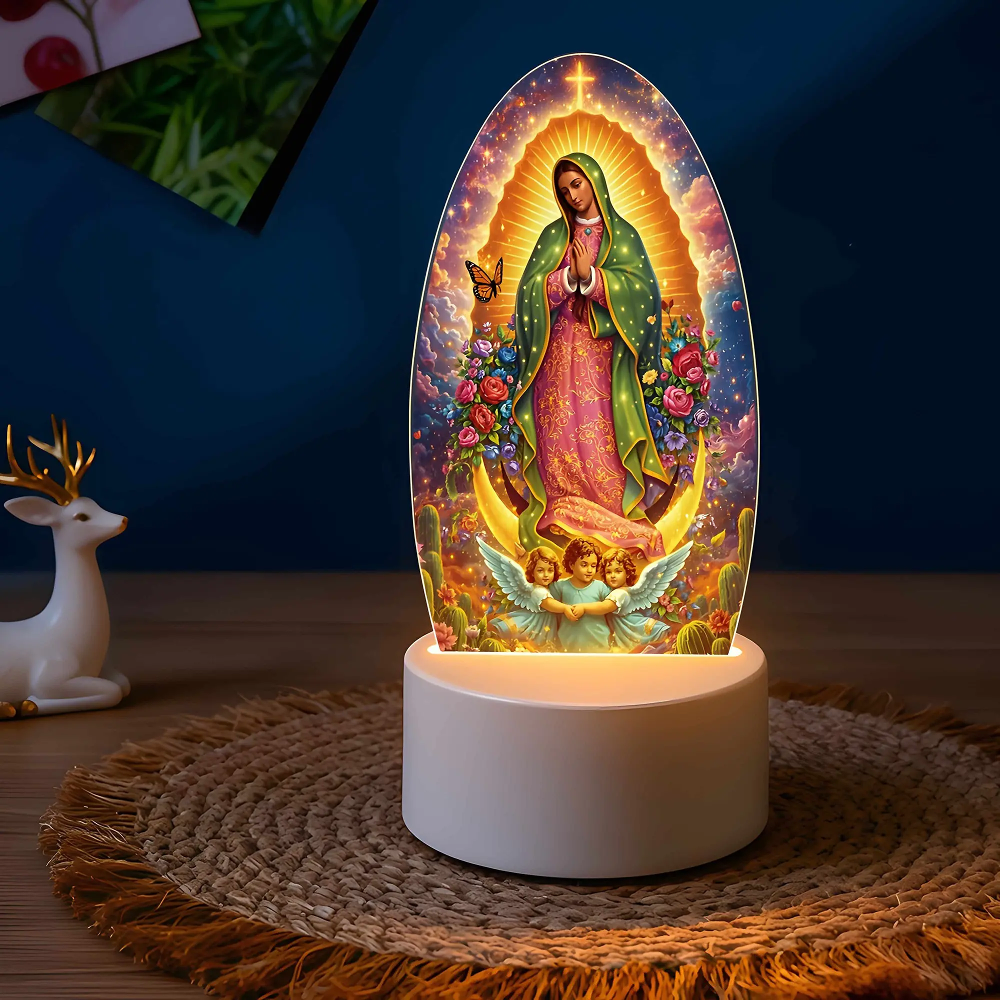 Starlight Angel Guadalupe Madonna Night Light, USB Plug-In Single Color Warm Light, Perfect Gift for Valentine's Day, Thanksgiving, Christmas