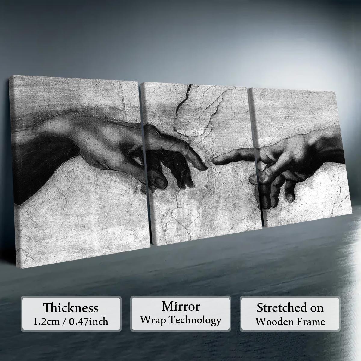 Wooden Framed Canvas Painting, 3 Counts/set Hand Pattern Wall Art, Modern Art Wall Decoration, Home Decoration Canvas Prints Poster, Solid Wooden Frame, Artistic, Universal Aesthetic