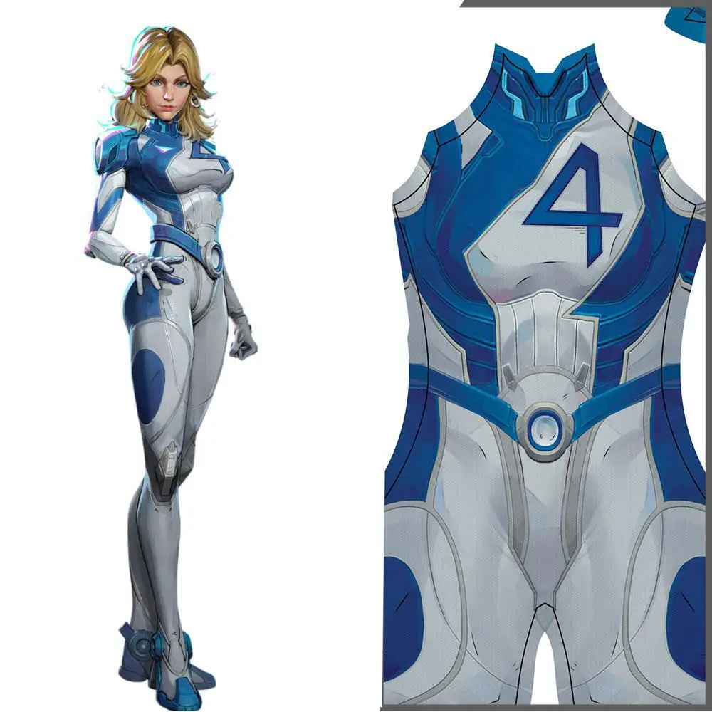 Female Rivals Susan Storm Invisible Cosplay Costumes Fantastic Four Superhero Zentai Halloween Bodysuit Adults  Party Jumpsuit