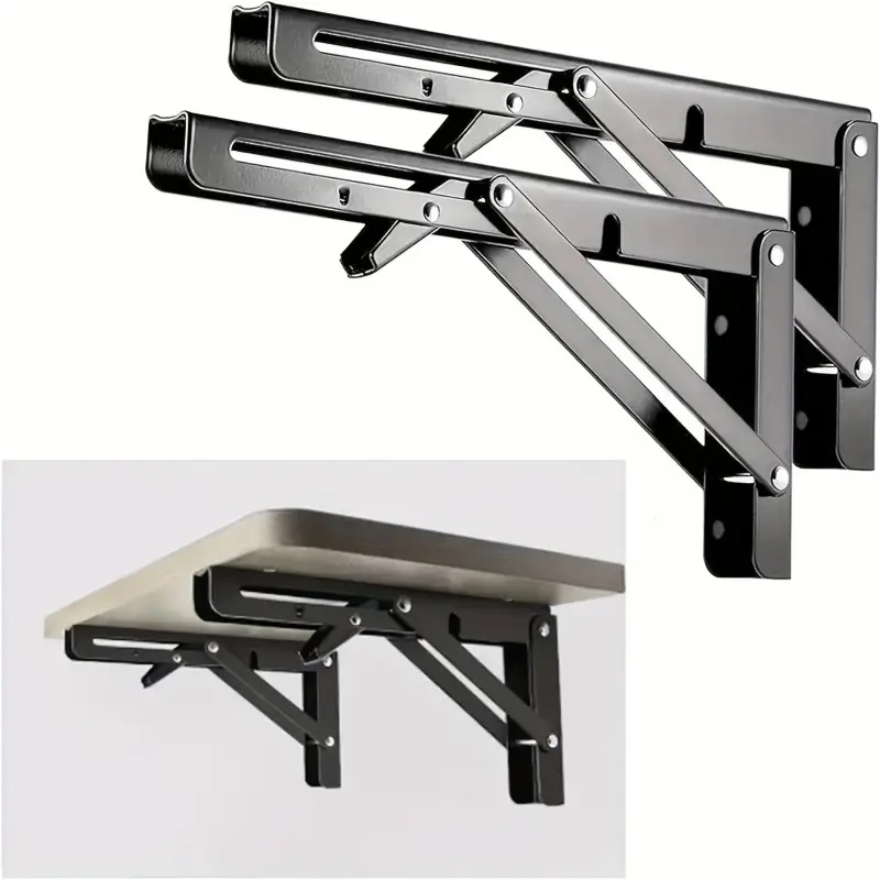 Heavy-Duty Metal Folding Bracket (25 cm) - Wall-Mounted Space-Saving DIY Bracket, Shelves for Bedroom, Fits Benches, Tables, Hinges, Versatile for Kitchen & Workshop Use