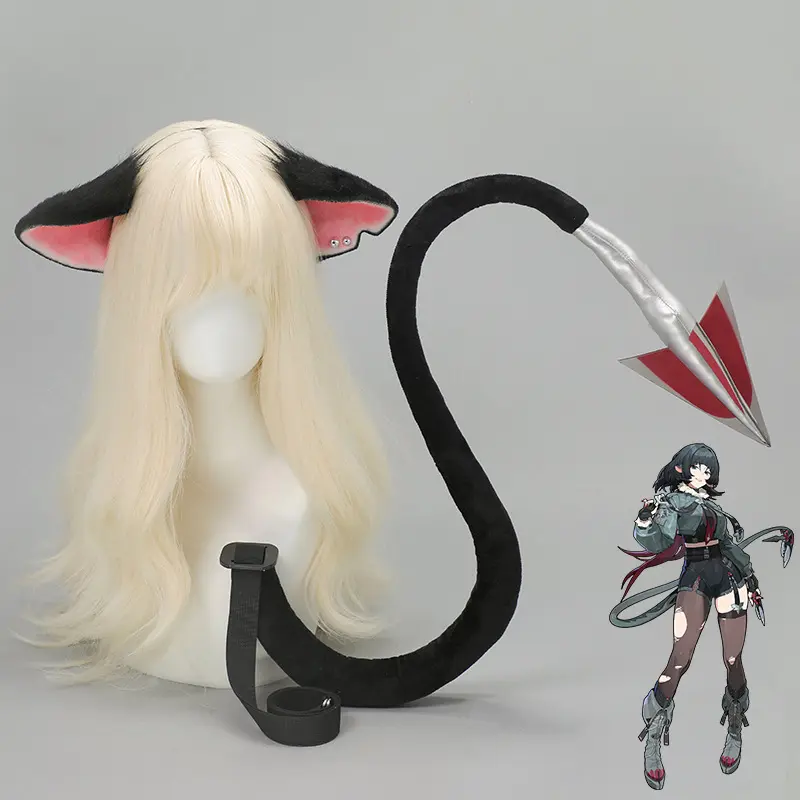 Rat Ears Cosplay Props from Zenless Zone Zero, Plush Animal Ear Headband, Mouse Ears and Tail Set for Comic Conventions