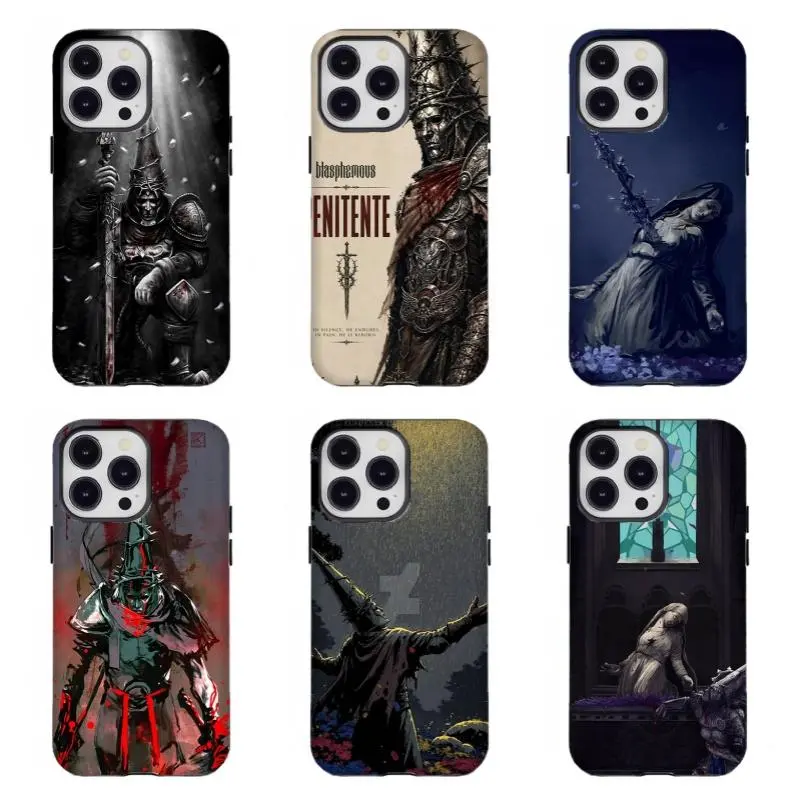 Blasphemous Game Custom Rubber Phone Case - Dark Gothic Medieval Aesthetic Smartphone Accessory, Wireless Charging Compatible, Protective Handheld Cellphone Device Cover for iPhone 11-17,for Samsung S21-S25, Souls-like Game Fan Gift, Accessories, Devices