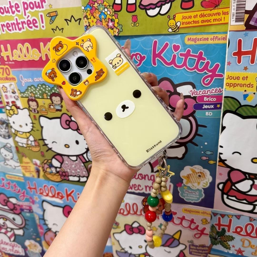Cartoon Cute Star Lens Rilakkuma iPhone 17 Apple 16 Compatible 13/14 Pro Max Phone Case 15