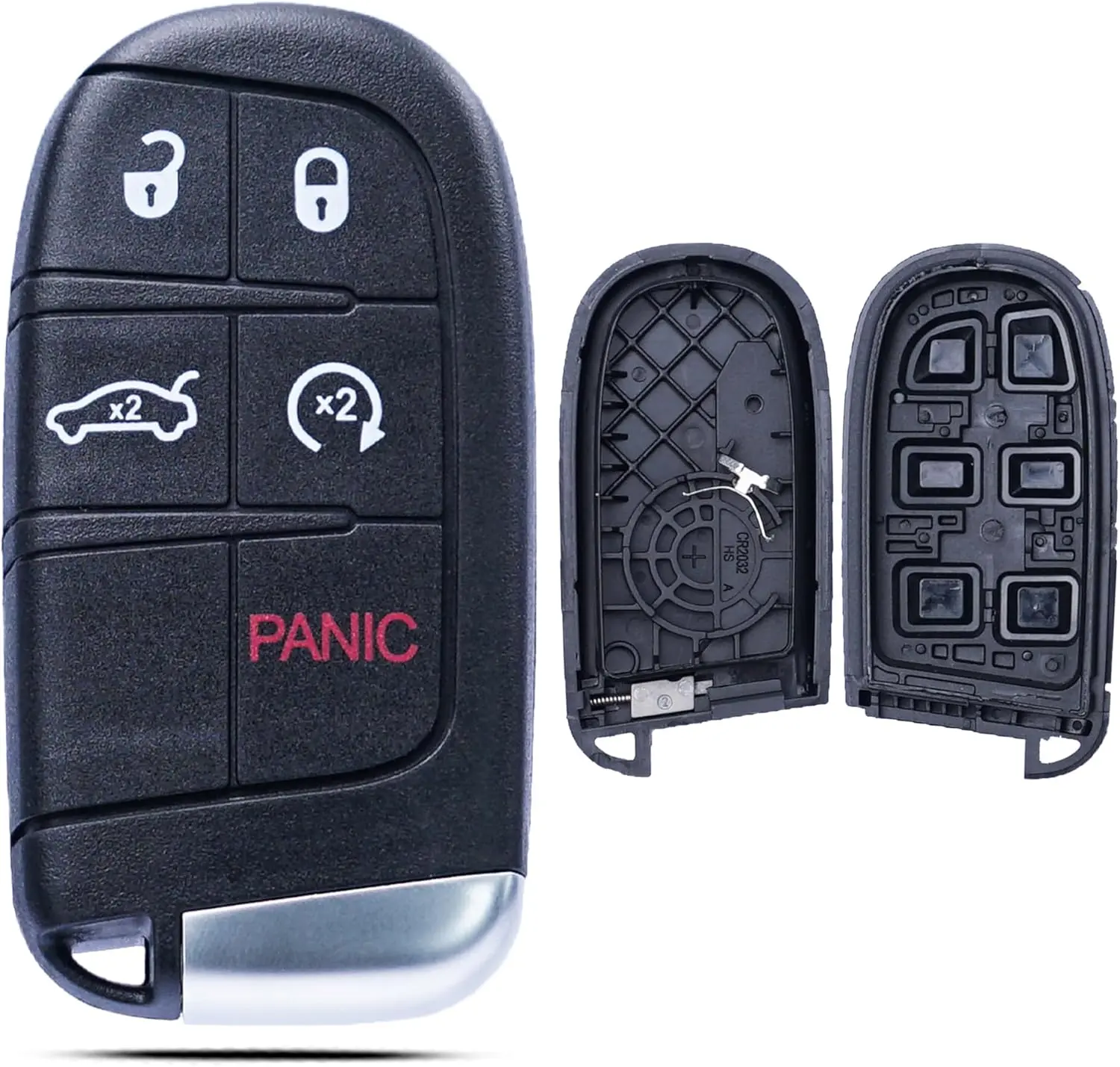 Key Fob Shell Case Replacement Fits for Jeep Grand Cherokee Compass Dodge Dart Durango Journey Chrysler 300 2014-2020 Keyless Entry Remote Control 5 Button Pad Cover Uncut Key