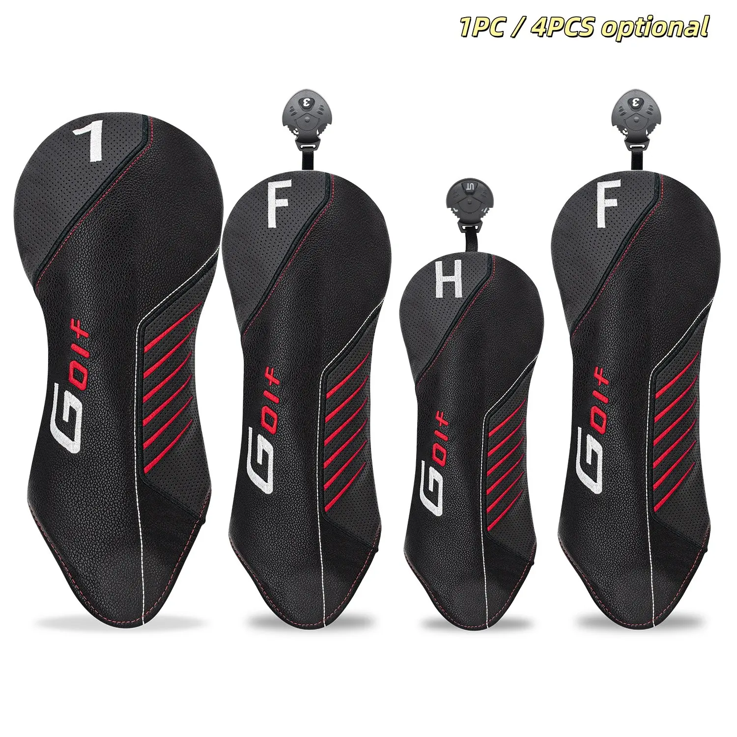 Golf Club Wood Head Covers, Thick Embroidered Protective Headcovers, Unisex Driver Fairway Hybrid, Set of 1/4pcs, Ideal Gift for Golfers