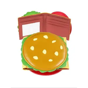 Cute Hamburger Shaped Bifold Wallet, Colorblock Card Holder, Fashionable Moneybag for Women & Girls, Casual Trendy Versatile High-quality Daily Wallet