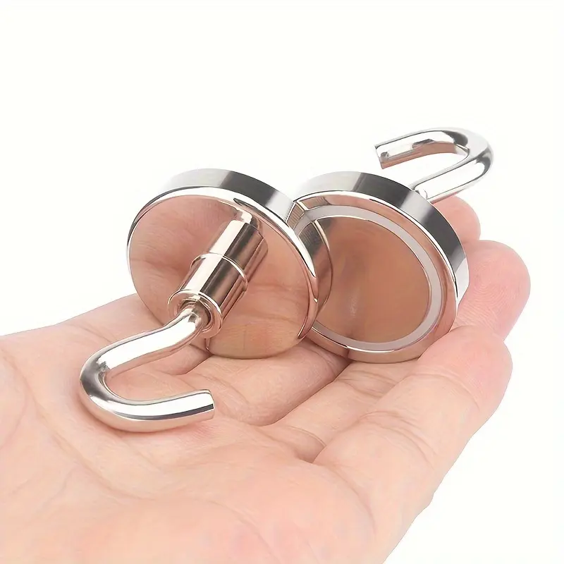 10pcs Polished Metal Magnetic Hooks – Strong Adhesion, No-Drill, Multipurpose Use for Kitchen, Refrigerator, and Various Metal Surfaces