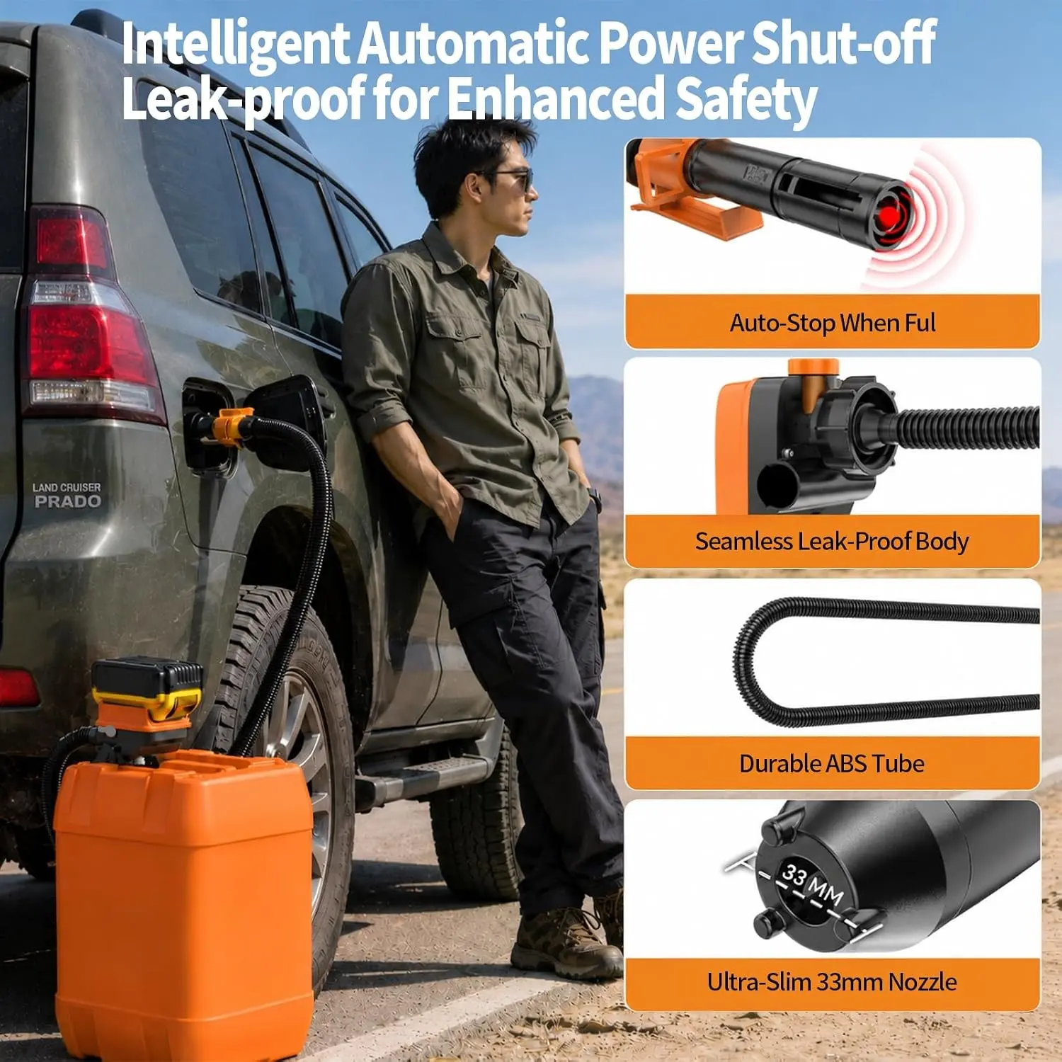 Automobile Fuel Transfer Pump Compatiblewith DeWalt 20V & Milwaukee 18V Batteries,[Battery NOT Included】, 3.2 GPM Portable ElectricGas Can Pump with 41" Hose & 3 Adapters for Diesel Gasoline Oil Water