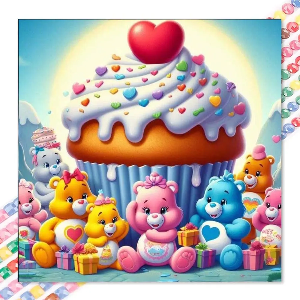 1 DIY diamond painting kit, 5D diamond art set, DIY decoration, cake, teddy bear, gift diamond painting kit with full round diamonds, mosaic, diamond art, DIY art home decoration, suitable for Christmas.