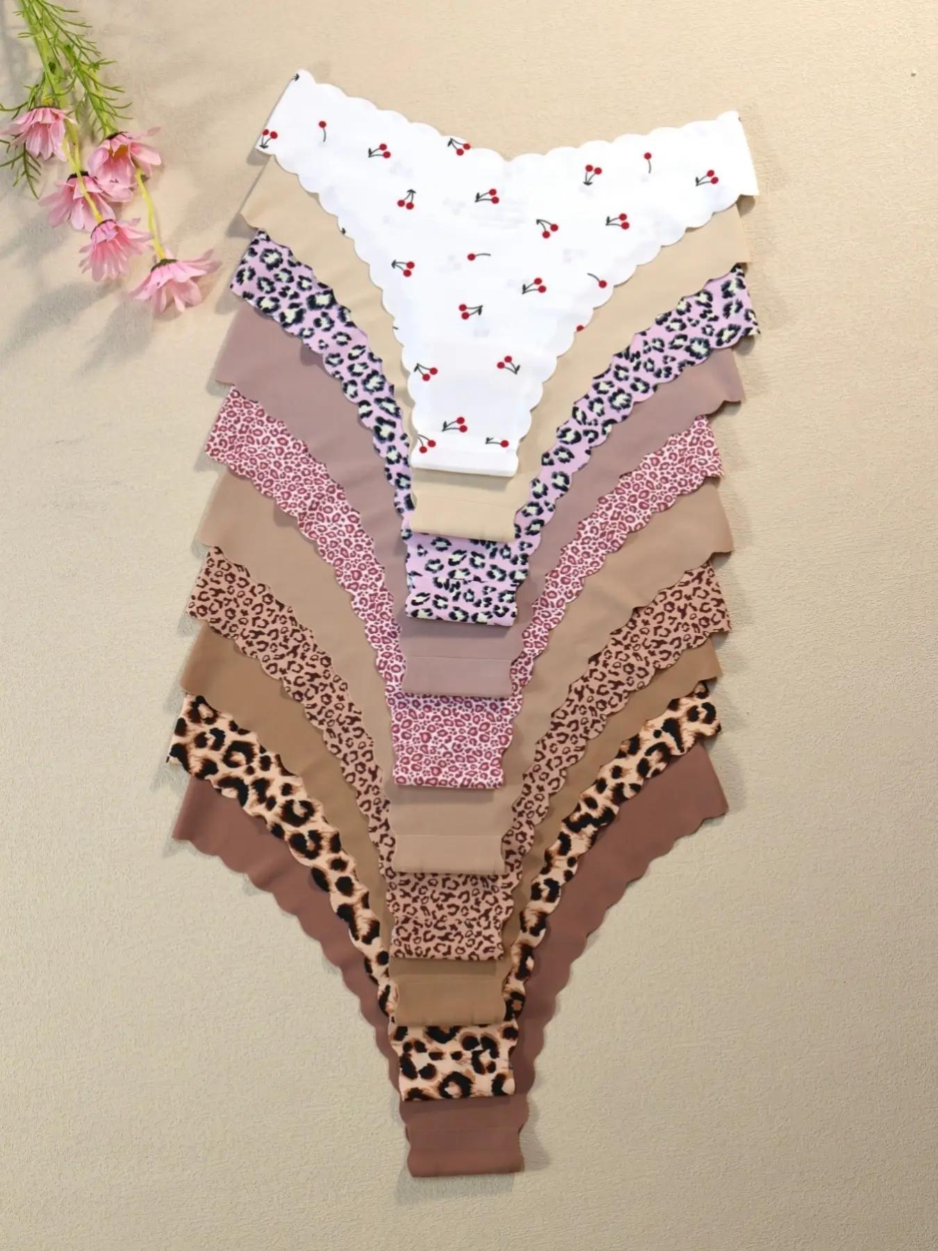 Women's 4/5/6/7/8/10-Piece Underwear Set, Leopard & Floral Prints, Fitted Breathable and Comfortable Design, All-Season Wear