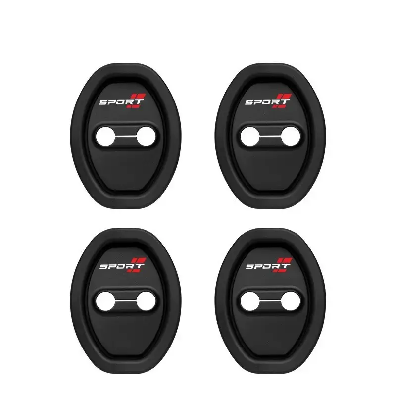 4 Pack Sport Logo Silicone Car Door Lock Protectors, Universal Auto Door Latch Pads, Anti-Rust Anti-Noise Cushions