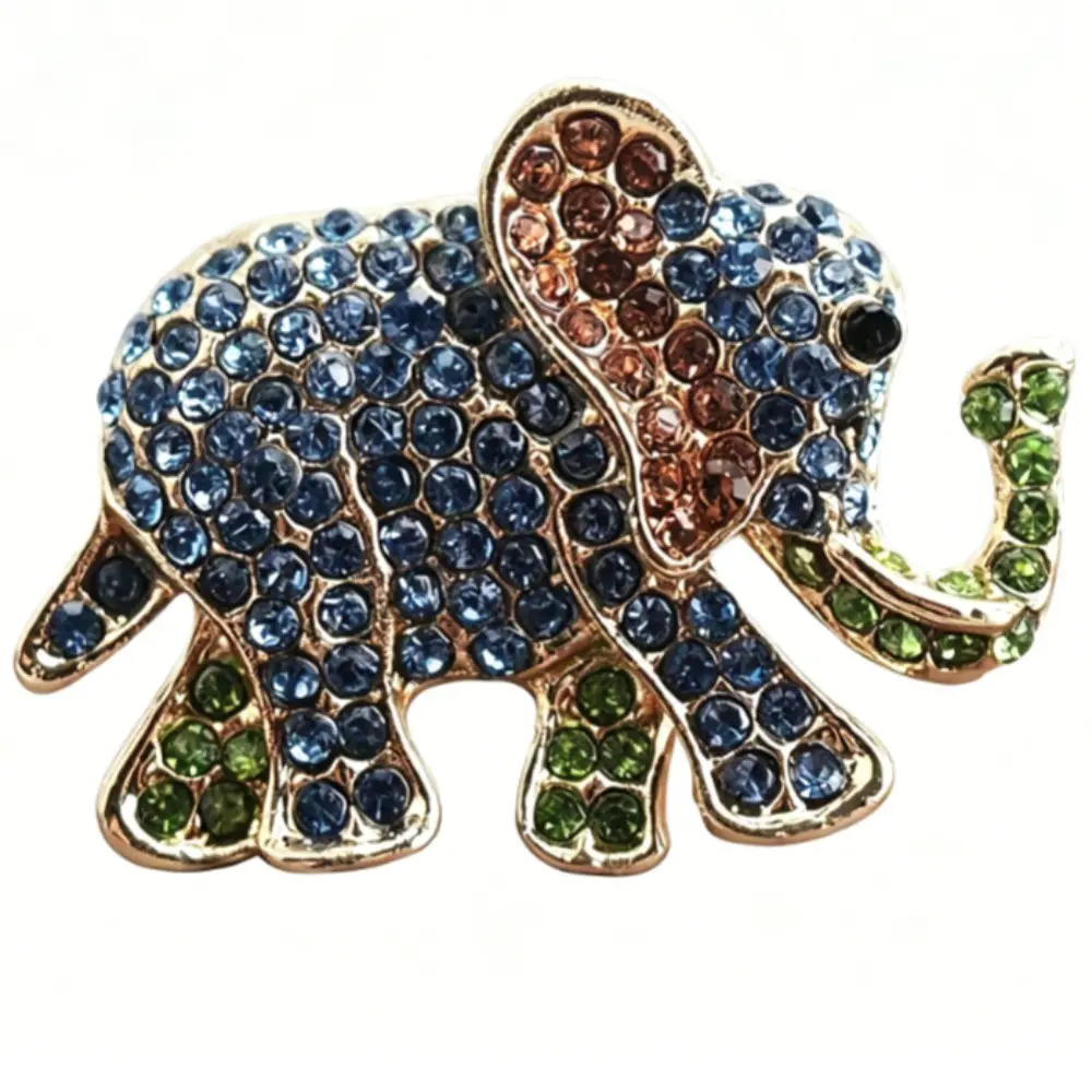 Unisex Fashionable Diamond Elephant Brooch Cartoon Cute Animal Chest Ornament