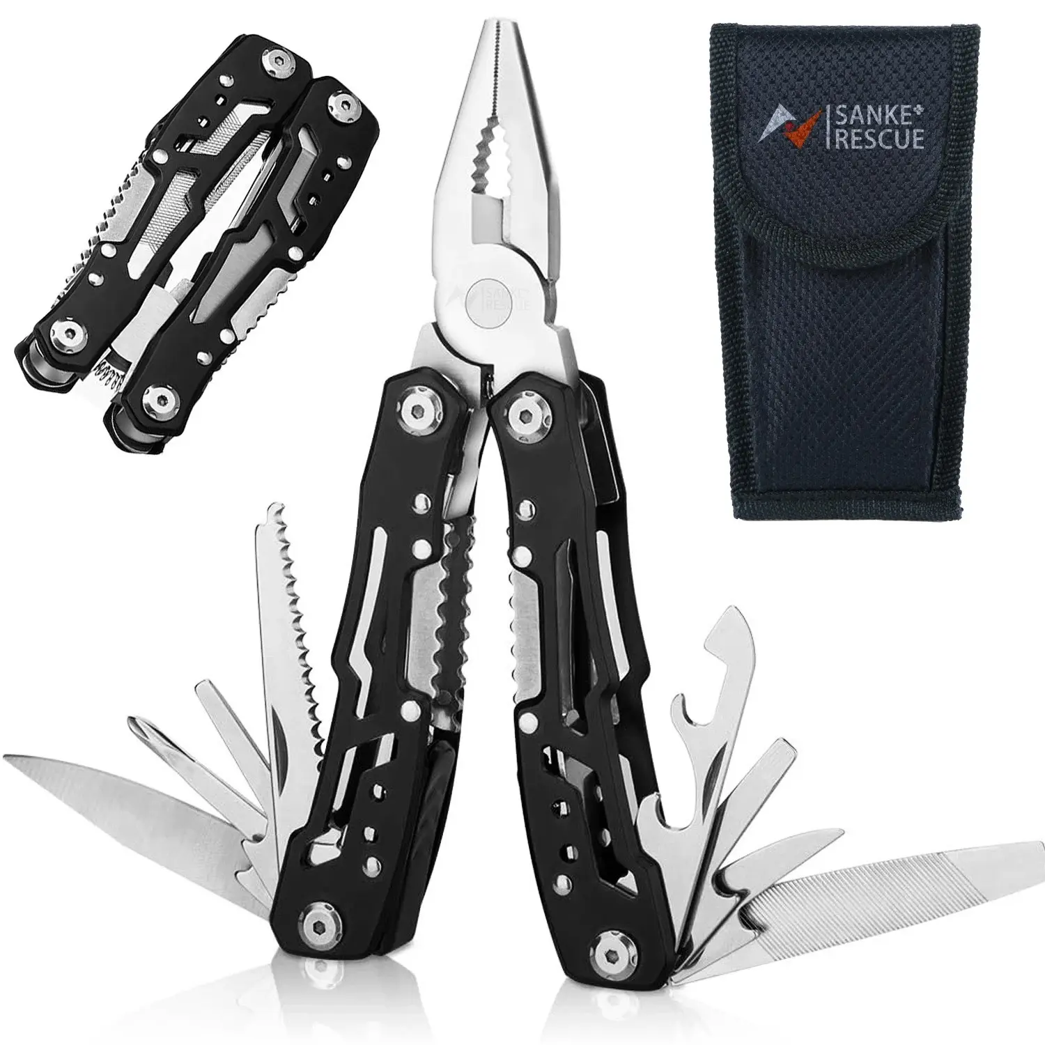 14-In-1 Multi-Function Pliers, Multitool, Portable Safety Lock Pocket Knife, Durable Camping Tool, Ideal Gift for Men, Father, Husband, Birthday, Christmas