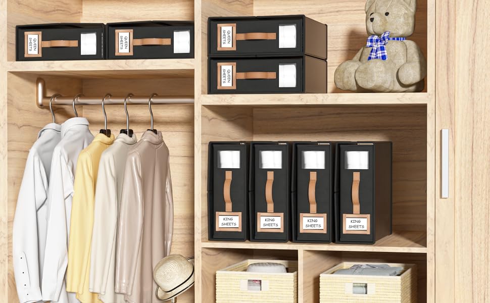 6 Pack Bed Sheets Organizers And,Sheets Set Folder with Handle,Foldable Bedding Box For,Duvet Cover(King Size-3.7 Gal,Black)