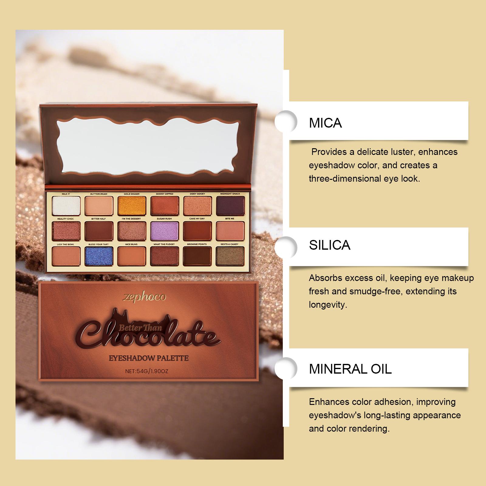 zephoco Chocolate-Style Eyeshadow Palette, Earth Tone, High Gloss, Cool Tone, Light And Colorant, Suitable For Daily Commuting