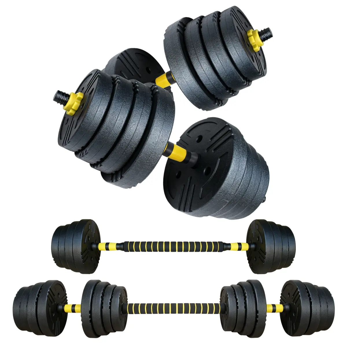 AobtkelAdjustable Dumbbells, 66 lbs Free Weight Set with Connector, Multifunctional Set Used as Barbell, Dumbbell, Push-ups and Weight Plate, Fitness Exercises for Home Gym