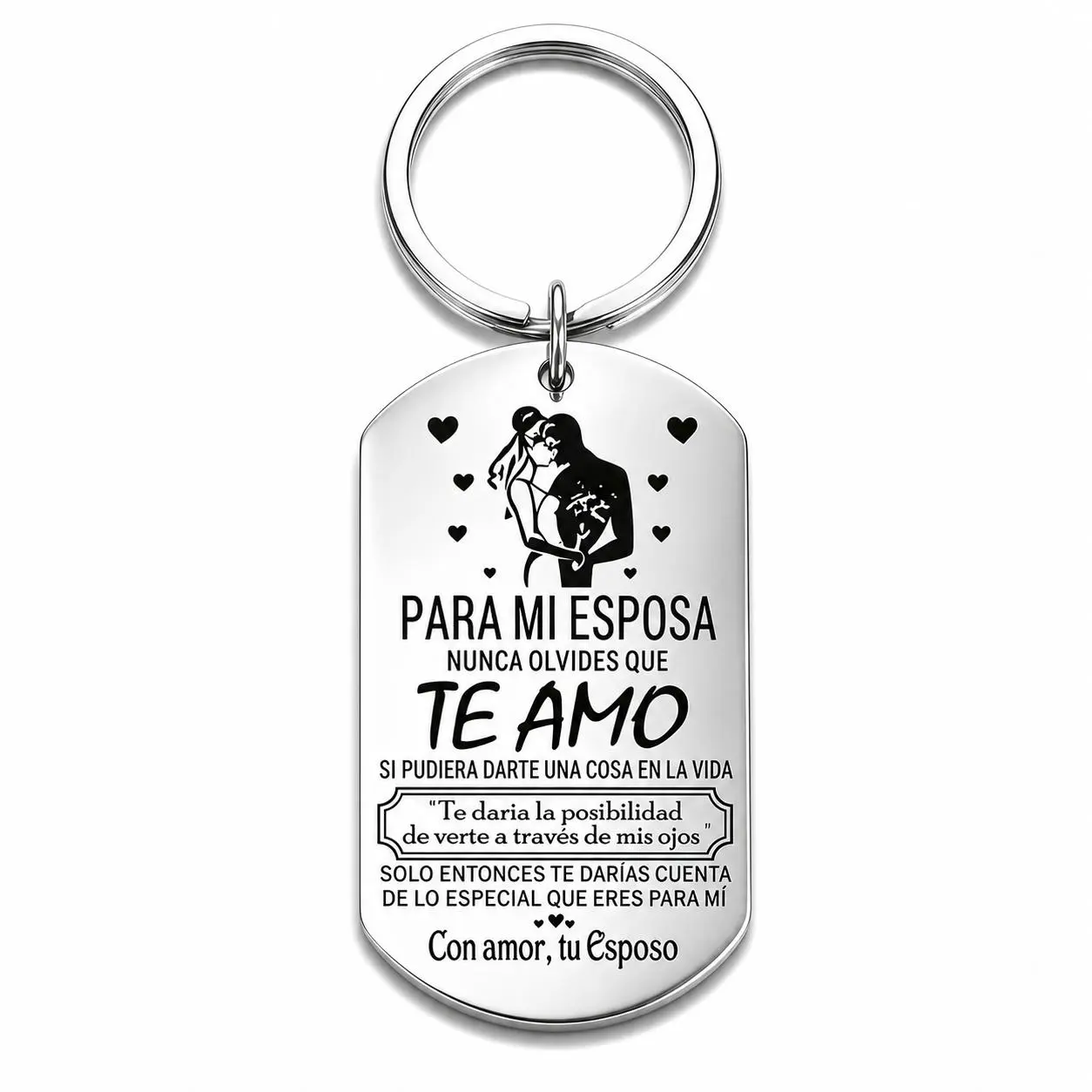 Stainless Steel Love Message Keychain - Durable Romantic Keepsake, Husband’s Anniversary Birthday Gifts for Wife