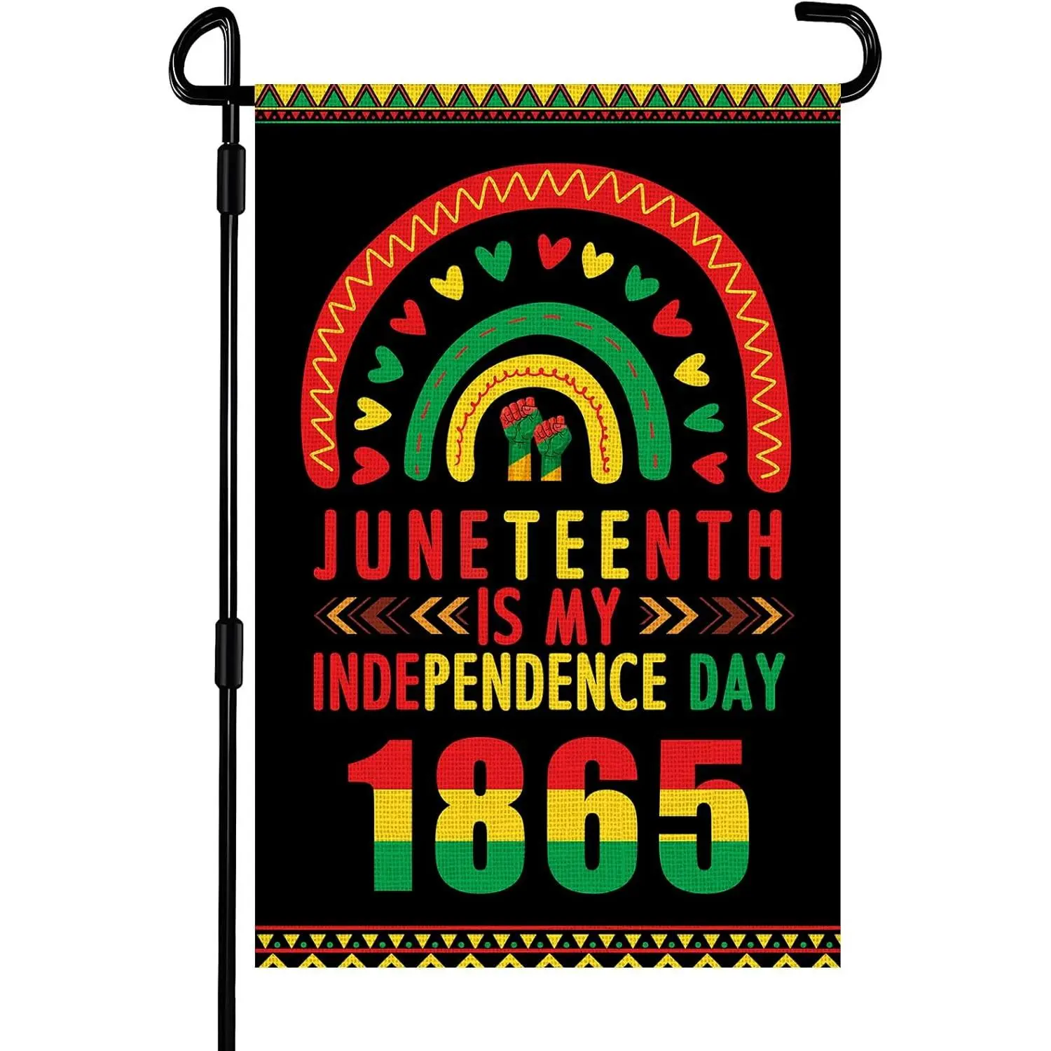 Juneteenth Double-Sided Burlap Flag Banner, 12x18 Inch - 1865 Independence Day, Black Pride Rainbow Pride Outdoor Decor for African American Porch Yard Garden (2 Sizes Available)