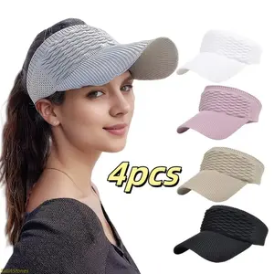 4-Pack Women's Open Top Ponytail Baseball Caps, Adjustable Breathable Sun Hats with UV Protection for Running, Hiking and Outdoor Wear