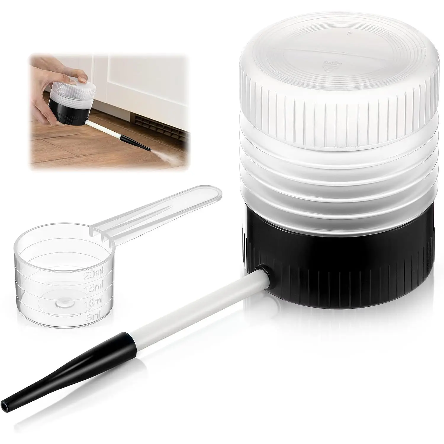 1 Pack Diatomaceous Earth  Duster, 6 Inch Refillable Handheld Dust Applicator with Fine Nozzle, Lightweight  Sprayer for  Application in Cracks Corners Baseboards (Black)