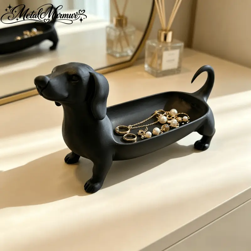 Minimalist Darcy Dog Jewelry Tray - Dresser Ring Watch Storage Box, Entrance Key Rack, Bedside Table Mobile Phone Glasses Rack, Multifunctional Storage Tray, Desktop Decoration, Housewarming Christmas Mother's Day Birthday Gift, Jewelry Tray