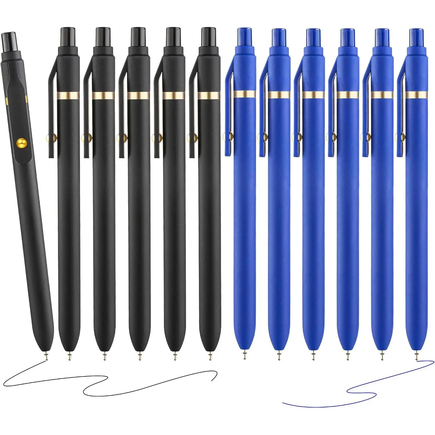 Black and Blue Pens Ballpoint Super Smooth Writing Pens 12 count Medium Point 1.0mm No Bleed Pen Cute Office School Supplies